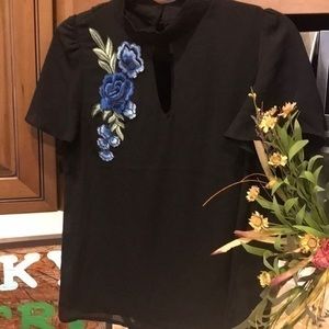 Lily White gorgeous Embroidered Black Top